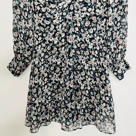 Club Monaco Mulberry Silk Twist Drape Mini Dress in Color Blue Dahlia. Size 8. - Picture 7 of 15